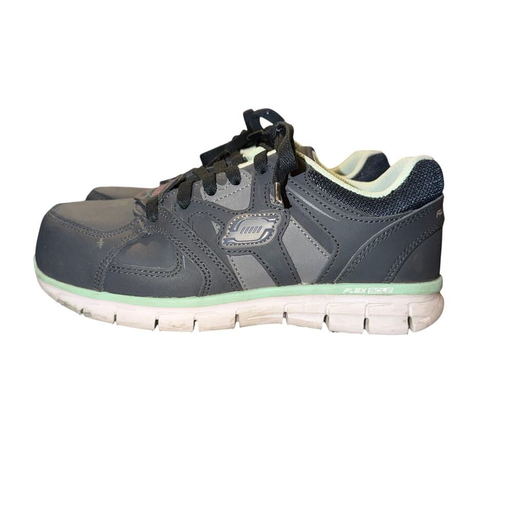 Skechers Work Jackie Athletic Sneaker Women’s Size 6 Navy Aqua Alloy Toe